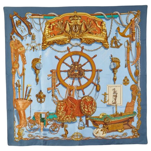 Hermes BATEAU A VAPEUR DE JOUFFROY DABBANS 1784 Silk Scarf - Picture 1 of 6